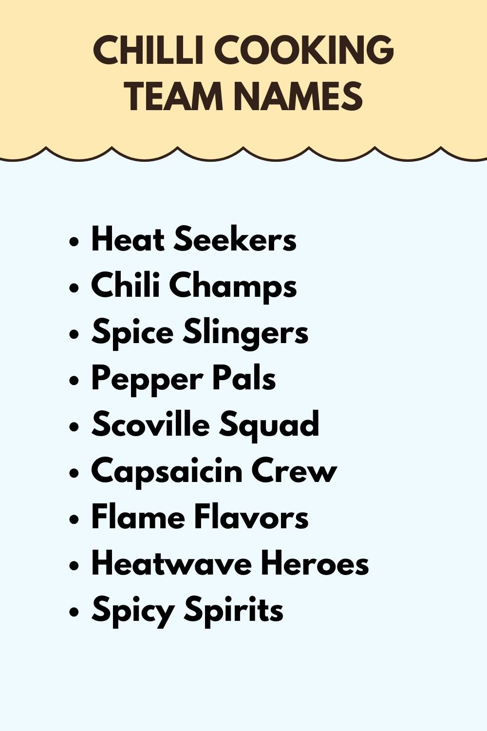 Chilli Cooking Team Names