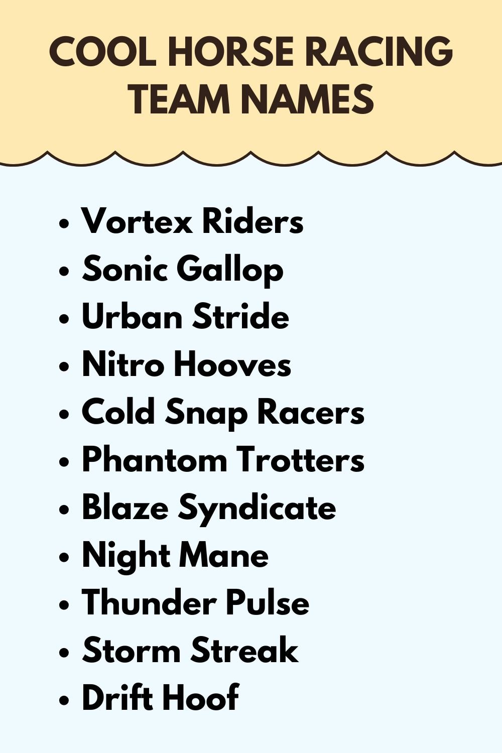 Cool Horse Racing Team Names